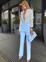 Splicing Color One Button Trousers Pants Formal Suits - Sabreeonline