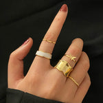 LATS 7pcs Fashion Jewelry Rings Set Round Opening Finger Ring for Girl - Sabreeonline