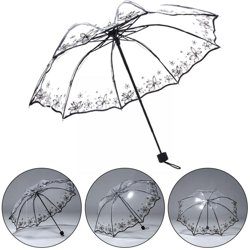 Transparent Fashionable Umbrella Luxurious Black Flow - Sabreeonline
