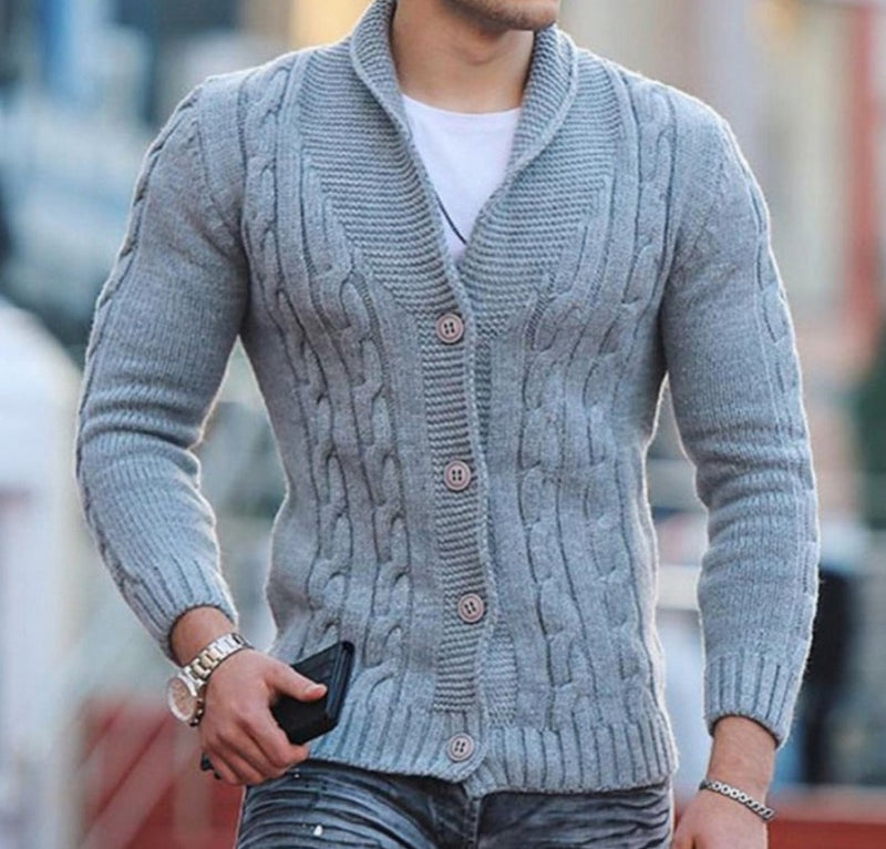 Solid Single-Breasted Cardigan Slim Sweater - Sabreeonline