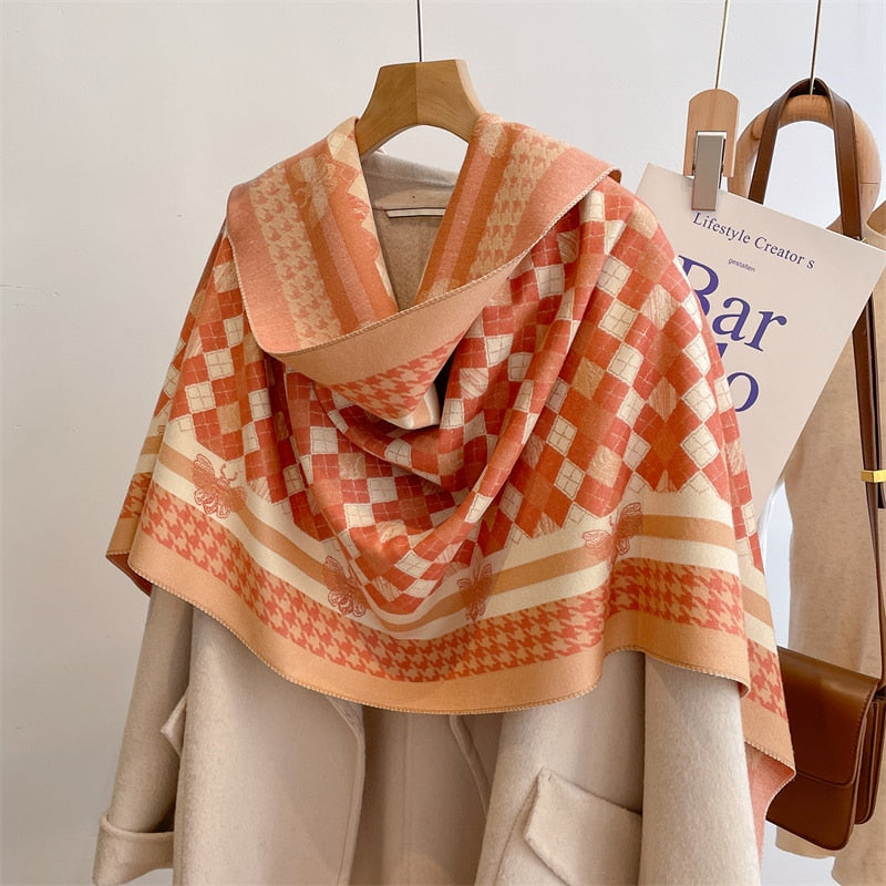 Luxury Brand Winter Cashmere Scarf for Women Fashion Warm Shawls and Wraps Pashmina Neckerchief Poncho Tassel Bufandas Echarpe - Sabreeonline