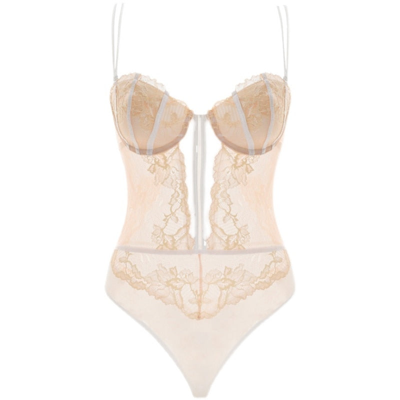 Sexy Lace Embroidery Lingerie Temptation Large Size Bra Gathering Sexy Bodysuit Palace Shapewear Home Wear Bralette - Sabreeonline