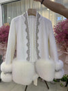 New Style ladies Real Fox Fur Coat Winter Women handmade crystal beaded  Cardigan Jacket blended fur coats     NQ01 - Sabreeonline