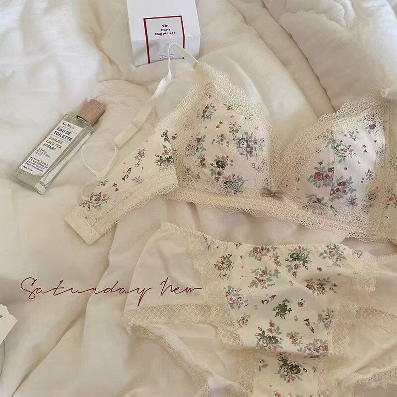 Women&#39;s Bra Briefs Suit Underwear Fashion Push Up Bra Sexy Lace Panties Girls&#39; Non Steel Ring Brassiere Female Sexy Lingerie Set - Sabreeonline