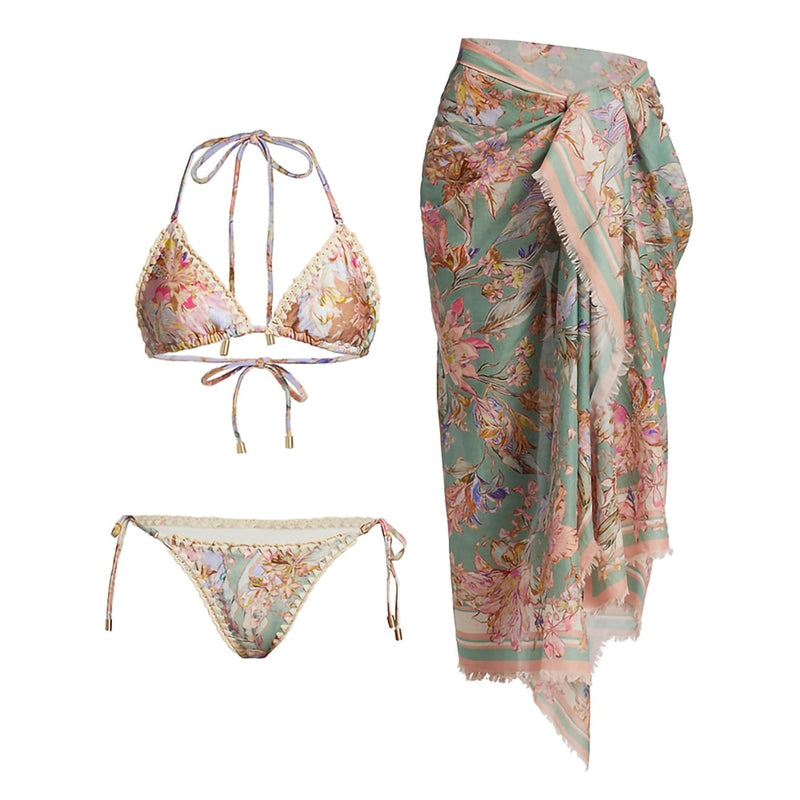 Floral Print Split Swimsuit