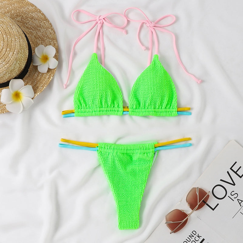 Solid Color Sexy Micro Mini Bikini Set