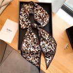 Elegant Print Satin Silk Skinny Scarf - Sabreeonline