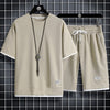 Men's Two-Piece Set Linen Casual T-Shirt and Shorts - Sabreeonline