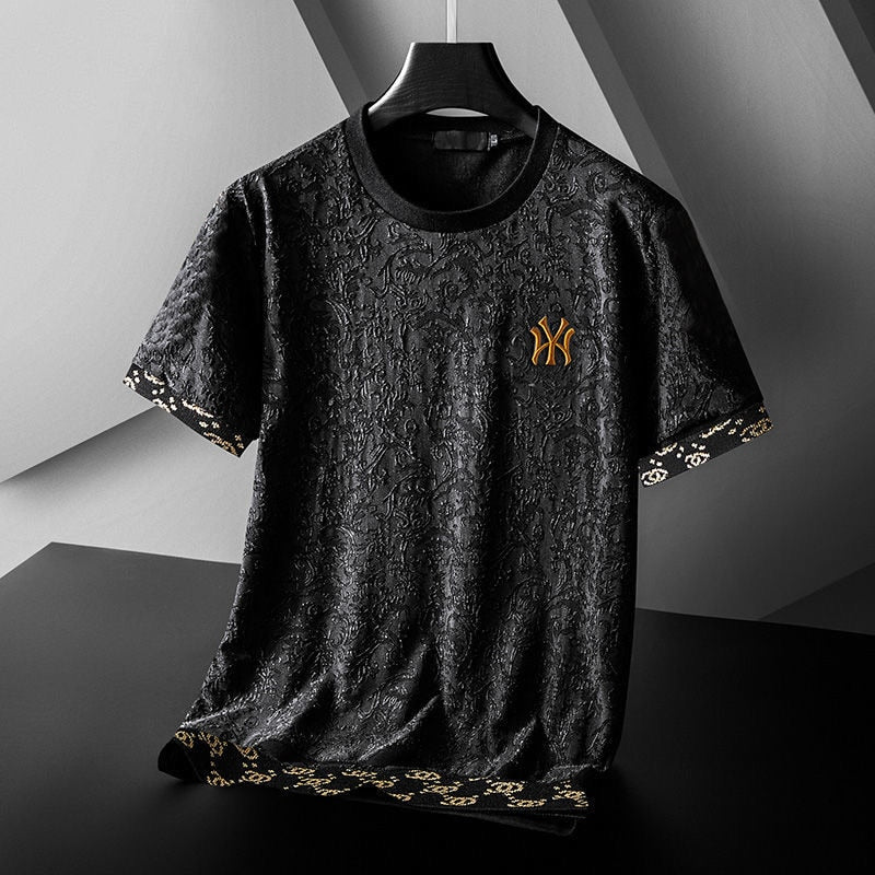 High end European alphabet embroidery T-shirt - Sabreeonline