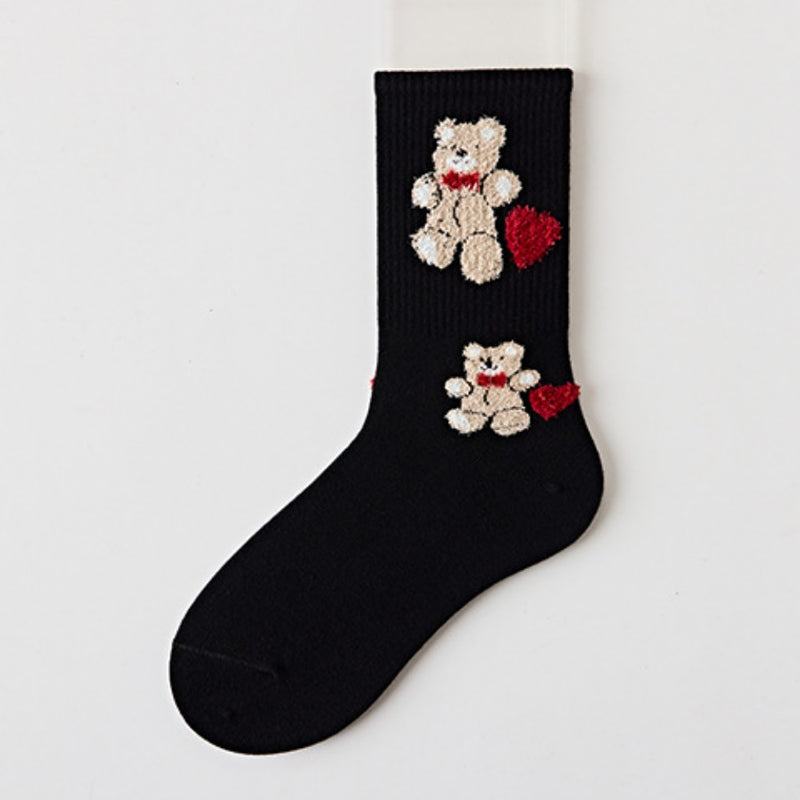 Bear Print Stripe Socks - Sabreeonline