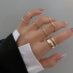 LATS 7pcs Fashion Jewelry Rings Set Round Opening Finger Ring for Girl - Sabreeonline