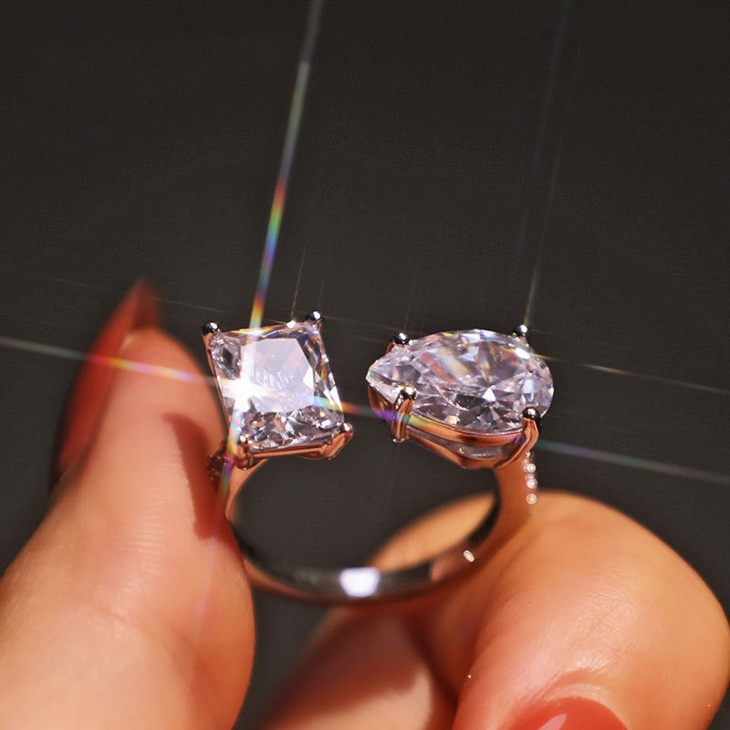 Luxury Water Drop Zirconia Adjustable Open Rings - Sabreeonline