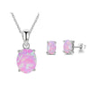 Pink Opal Rings Pendant Necklaces Stud Earrings - Sabreeonline