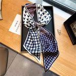 Elegant Print Satin Silk Skinny Scarf - Sabreeonline