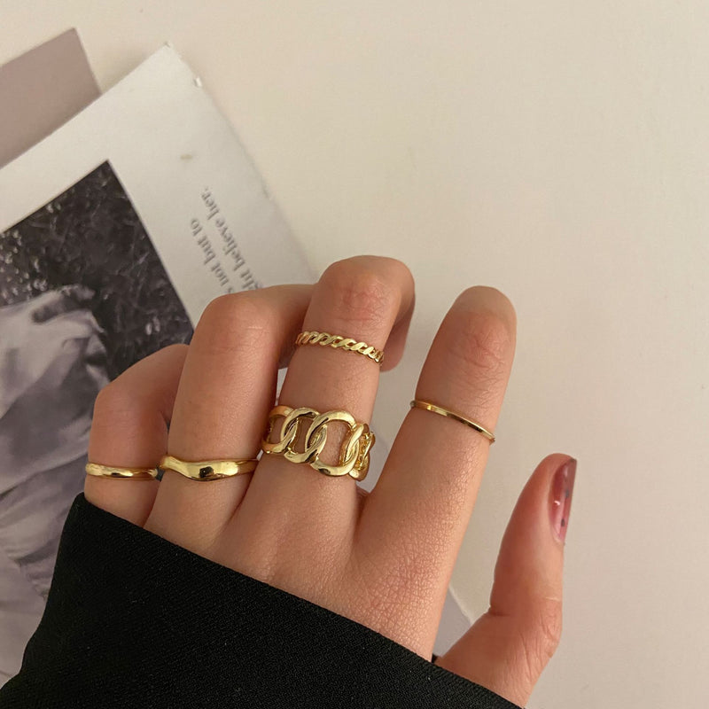 LATS 7pcs Fashion Jewelry Rings Set Round Opening Finger Ring for Girl - Sabreeonline