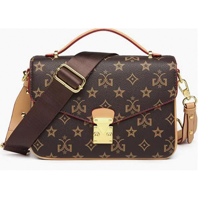 Split Leather Interlayer Shoulder Bag - Sabreeonline
