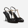 Rhinestone Chain T-strap Hollow Pink Silk - Sabreeonline