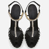 Rhinestone Chain T-strap Hollow Pink Silk - Sabreeonline