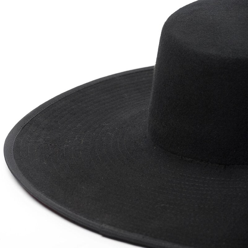 Classical Unisex Wide Brim Splice Two Tone Wool Fedora Hat - Sabreeonline