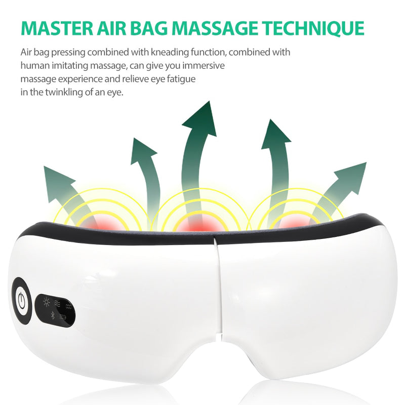 Support Bluetooth Smart Airbag Vibration Eye Massager Eye Care Instrument Hot Compress Eye Fatigue Massage Glasses - Sabreeonline