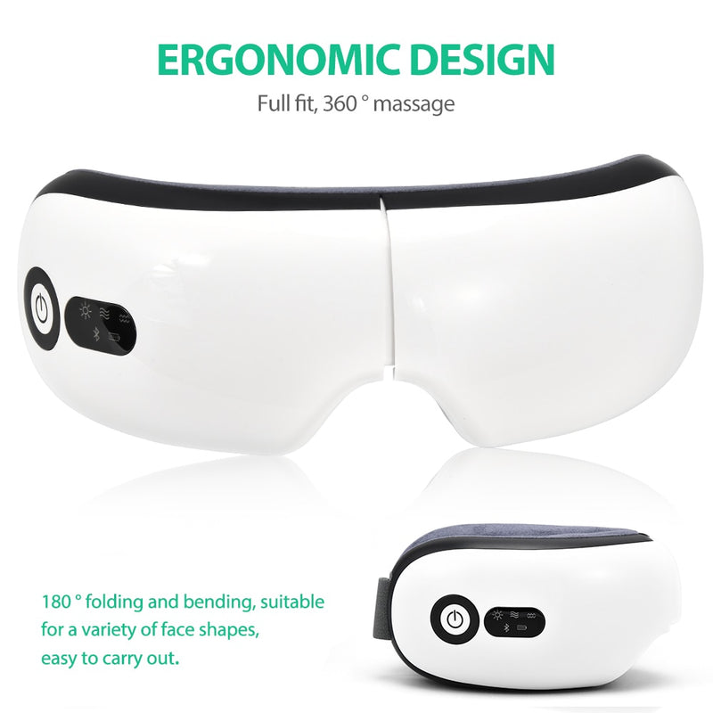 Support Bluetooth Smart Airbag Vibration Eye Massager Eye Care Instrument Hot Compress Eye Fatigue Massage Glasses - Sabreeonline
