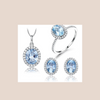 Set Pink and blue Sapphire Ring Pendant Necklaces Stud Earrings - Sabreeonline