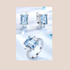 Sets for Women Gemstone Sky Blue Topaz Ring Clip Earrings - Sabreeonline