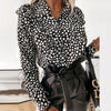 Women Elegant Ruffle Polka Dot Leopard Blouses - Sabreeonline