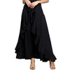Causal Ruffle Drawstring Trouser Elegant High Waist Irregular Loose Pure Color - Sabreeonline