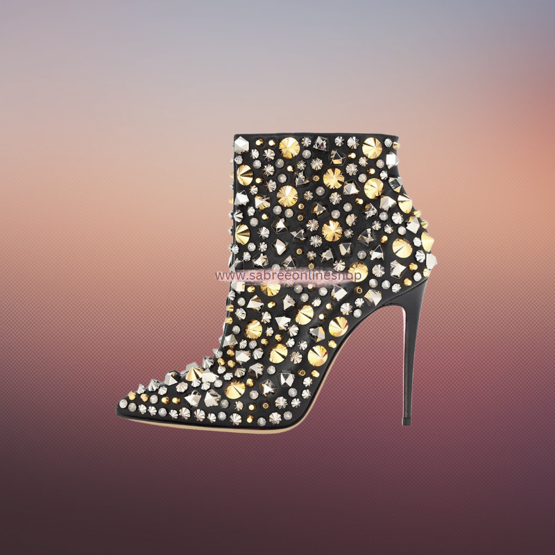 Sexy Metal Rivets Short Boots - Sabreeonline