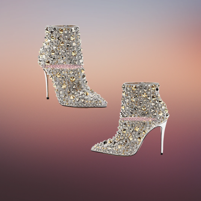 Sexy Metal Rivets Short Boots - Sabreeonline