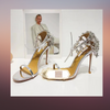 Thin High Heel Ankle Strap Shiny Crystal Shoes - Sabreeonline