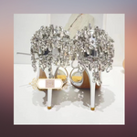 Thin High Heel Ankle Strap Shiny Crystal Shoes - Sabreeonline