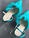 Mesh Ruffles Pumps Pointed Toe - Sabreeonline