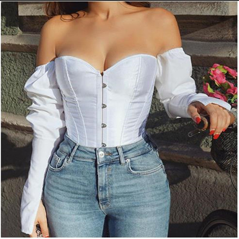 Women Sexy Off Shoulder Shirt - Sabreeonline