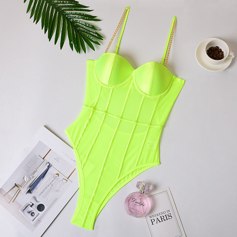 Transparent Bodysuit Spaghetti Strap - Sabreeonline