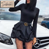 Solid Long Sleeve Mini Bud Dress  Party Dress  Black Dress Women Dress - Sabreeonline