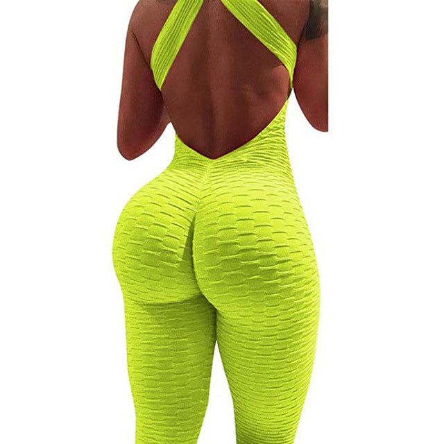 Halter Women Tracksuit High Waist Sport Backless Top - Sabreeonline