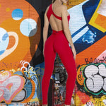 Halter Women Tracksuit High Waist Sport Backless Top - Sabreeonline