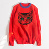 Runway Designer Cat Print Knitted Sweater - Sabreeonline