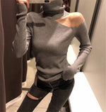 Knitted Sweater Off Shoulder Pullovers Sweater for Women Long Sleeve - Sabreeonline