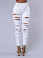 Ripped Jeans Pencil Pants - Sabreeonline
