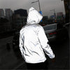 Plus Size 4XL Men Spring Autumn full reflective Windbreaker waterproof Jacket male High street hip hop Loose Hooded Coats - Sabreeonline