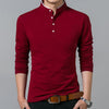 Liseaven T-Shirt Men Cotton T Shirt Full Sleeve tshirt Men Solid Color T-shirts tops&amp;tees Mandarin Collar Long Shirt - Sabreeonline
