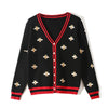 Bee Embroidery Cardigan Long Sleeve - Sabreeonline
