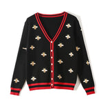 Bee Embroidery Cardigan Long Sleeve - Sabreeonline
