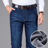 Winter warm Business Jeans Fashion Casual Denim Stretch Cotton Thick Fleece Denim Pants Male Brand Trousers - Sabreeonline