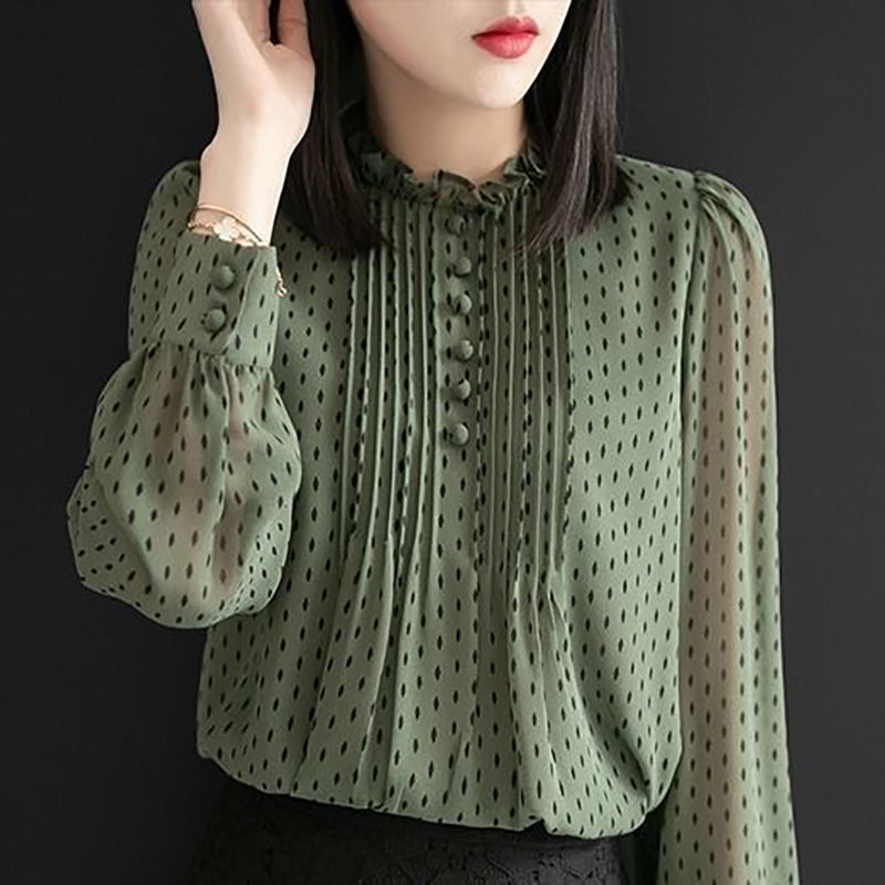 Style Chiffon Blouses Casual Long Sleeve - Sabreeonline