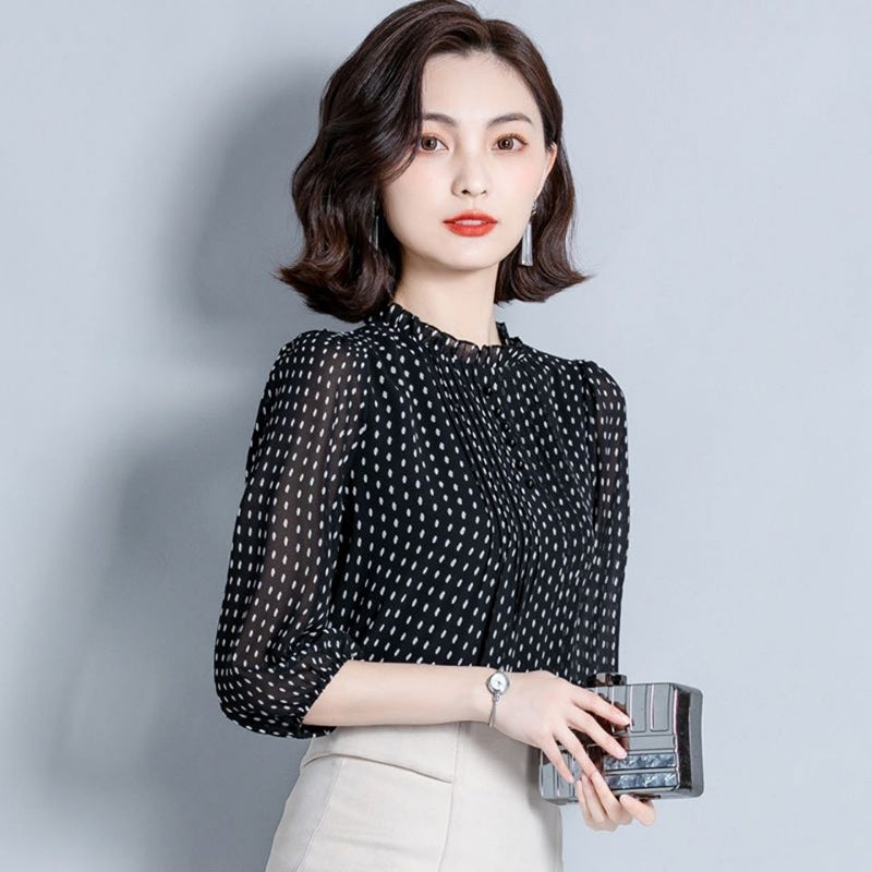 Style Chiffon Blouses Casual Long Sleeve - Sabreeonline