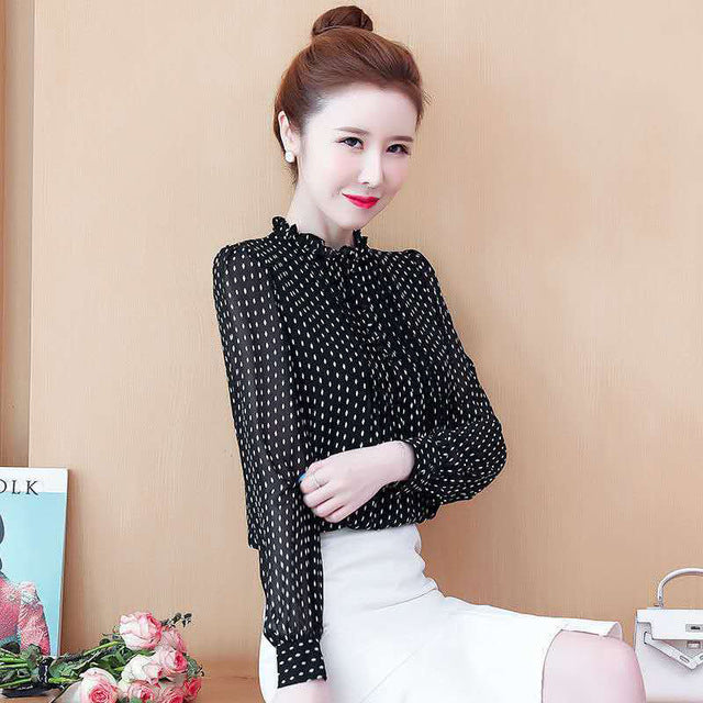 Style Chiffon Blouses Casual Long Sleeve - Sabreeonline